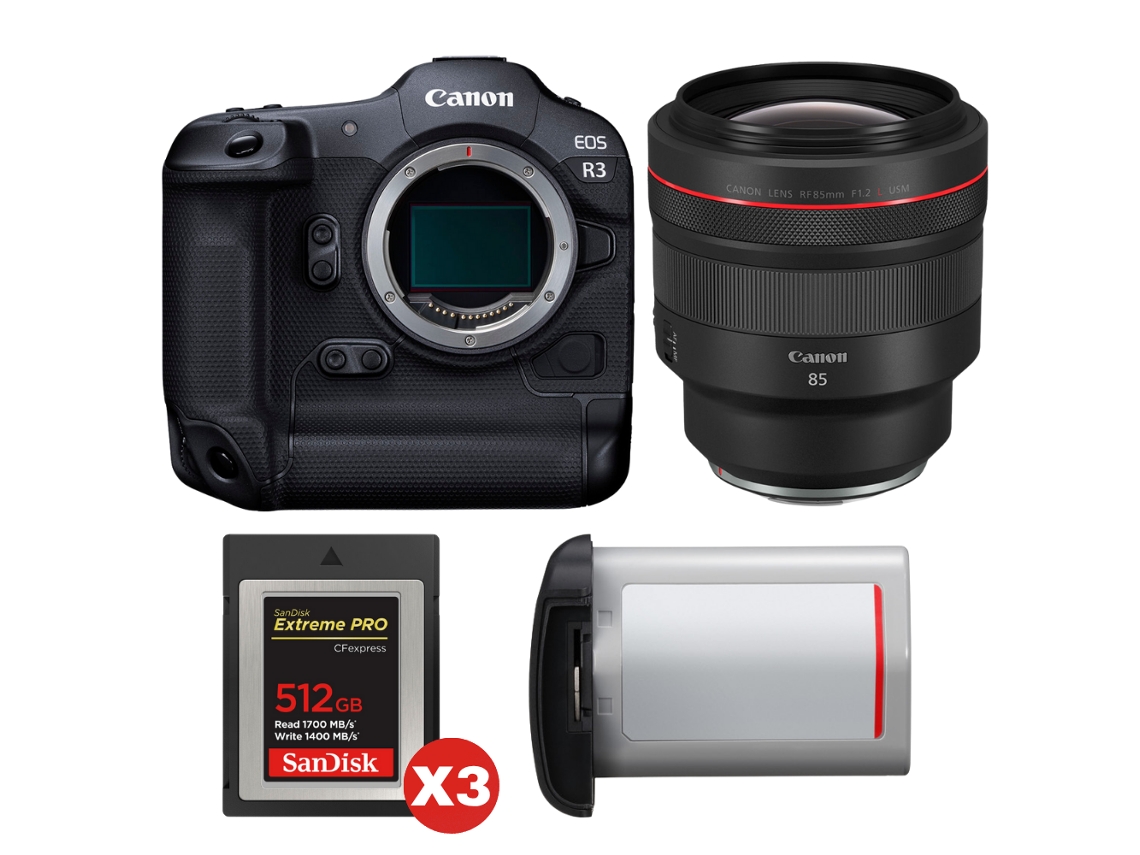 Canon Eos R3 + Rf 85mm F/1.2 L Usm + 3 Sandisk 512gb Extreme Pro Cfexpress Type B + Canon Lp-e19 + Ebook “20 Consejos Para Fotos Que Impactan”