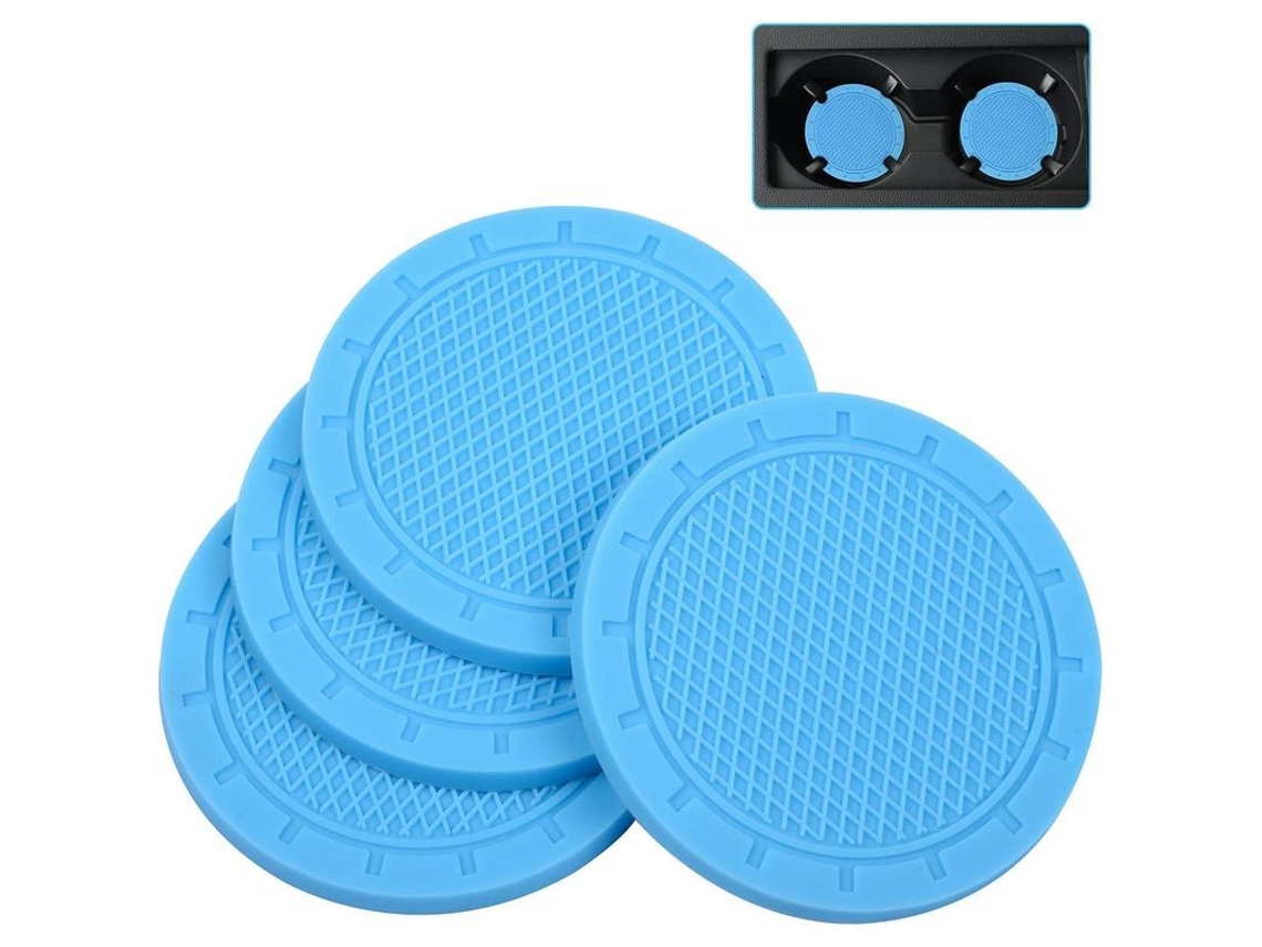 Portavasos Para Coche, Wisdompro, 4 Unidades, Pvc (7 Cm De Diámetro, Azul Claro)