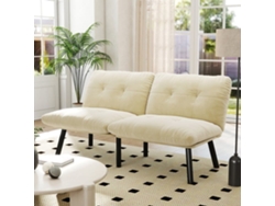 Sofá 2 Plazas - Moderno, Plegable, Con Función De Cama - Crema