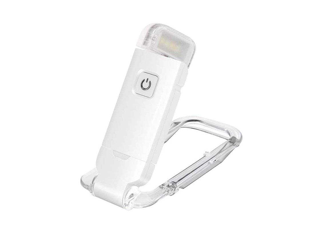 Luz de Leitura Led Recarregável Via Usb com Clipe e Intensidade de Luz Ajustável. MDUG (branco, 1 Unidade)