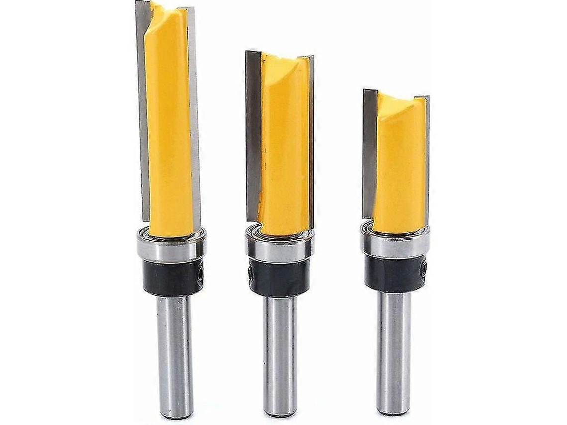 Cortador De Aflush Con Mango 8mm, Herramienta De Carpintería Con Rodamiento Superior, Fresadora Para Madera (3 Piezas)