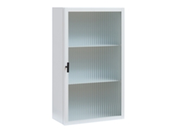 Armario mural Zundert con puerta de cristal estriado, acero, 60x35x15 cm, blanco, [EN.CASA]