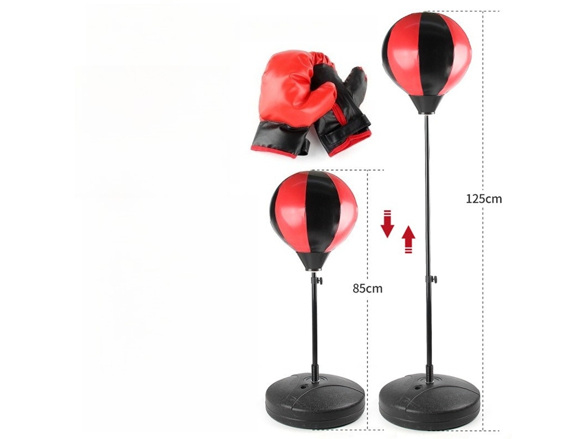 Saco de Boxeo Inflable CUICH, Balón de Boxeo Vertical con Altura Ajustable para Entrenamiento y Alivio del Estrés (Rojo y Negro)