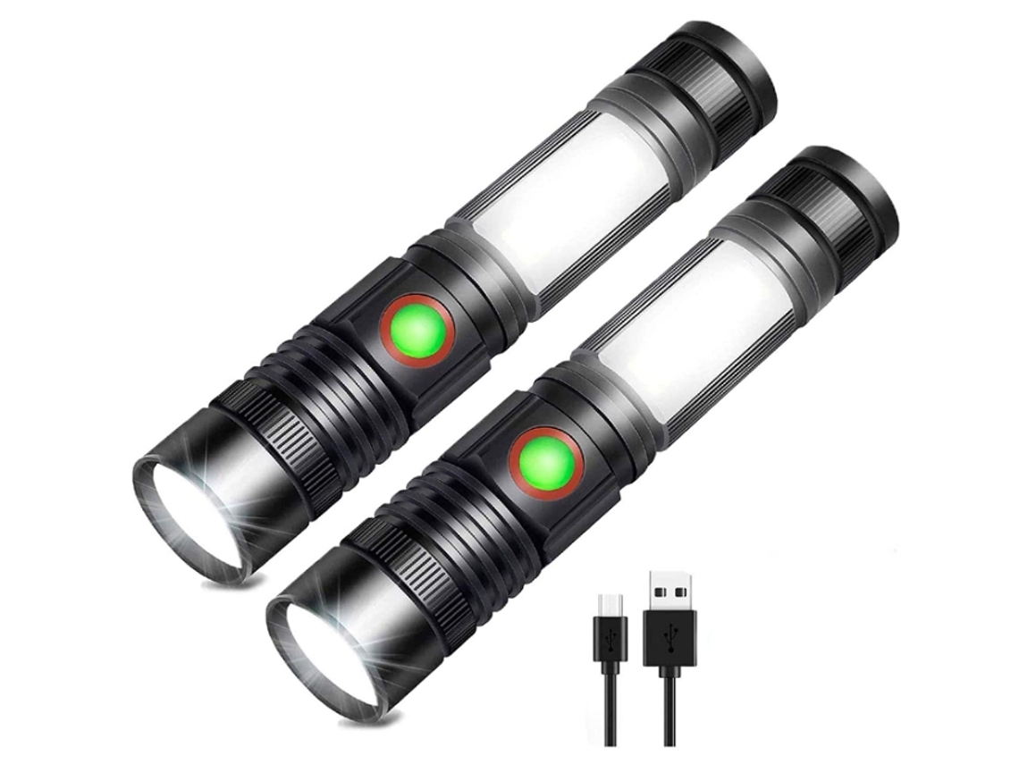Linternas LED Recargables con Batería de 2500 Mah Mini Linternas Magnéticas Tácticas Súper Brillantes Paquete de 2 Negro YEMAESRE