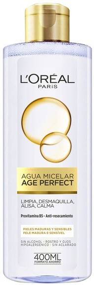 Desmaquillante Agua Micelar age perfect 400 ml. loreal paris 6 paquetes 2400