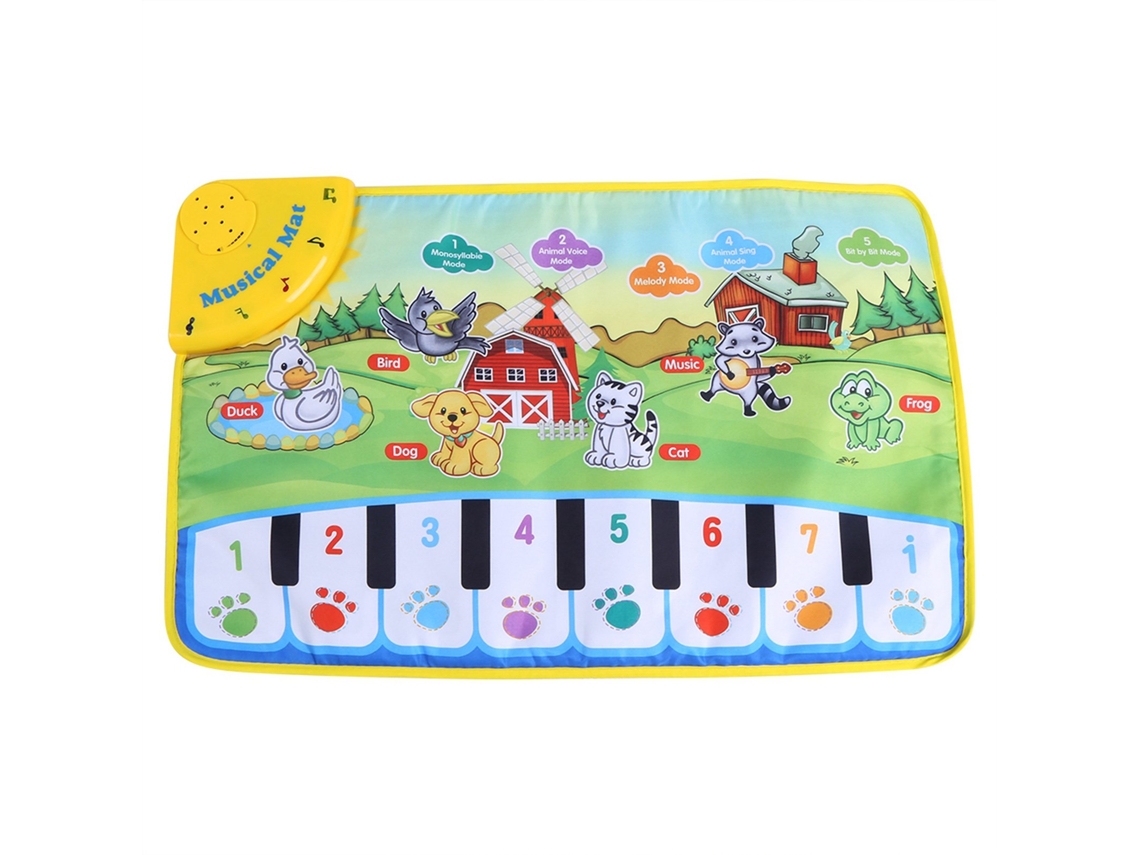 Tapete musical Touch Touch Touch, funciona con pilas, con volumen ajustable y sonidos de instrumentos para desarrollar la cognición musical y la creatividad.