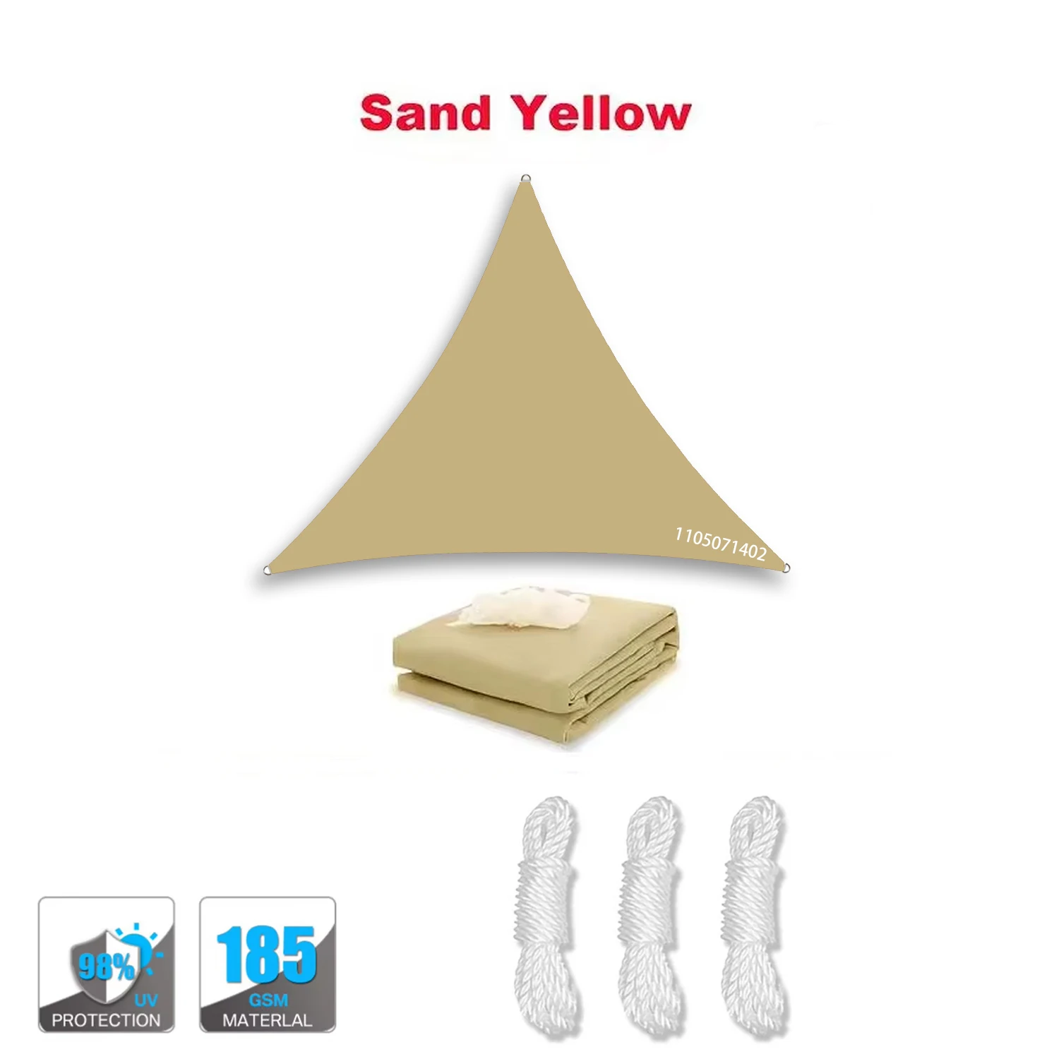 (amarillo Arena, 4,5 X 4,5 X 4,5 M) Toldo Triangular Impermeable, Resistente A La Lluvia, Apto Para Balcones, Patios Y Uso Exterior.