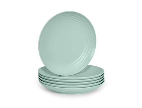Juego de 6 Platos Clásicos Reutilizables de 22 Cm PLASTIC FORTE (Verde)