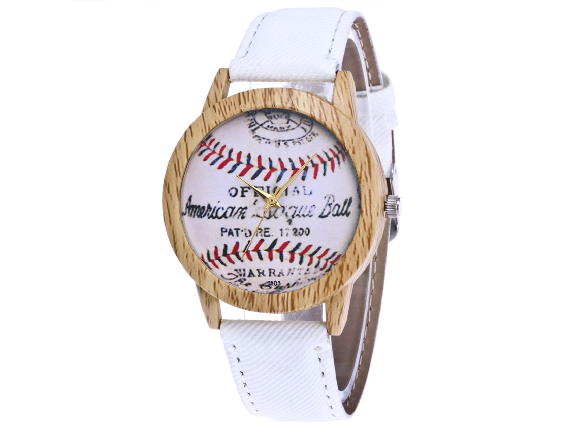 Reloj De Pulsera Unisex Zhoulianfa Con Estampado De Béisbol Y Correa Blanca De Cuarzo.