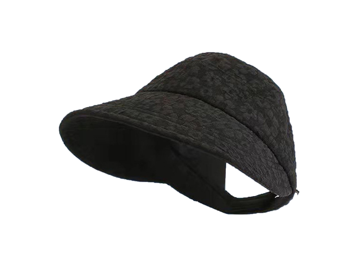 Sombrero De Sol Para Mujer Con Parte Superior Ajustable Semihueca Y Cierre De Velcro Para Actividades Al Aire Libre En Verano - Negro