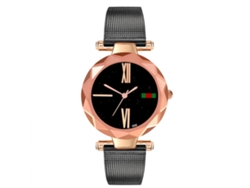Reloj Casual De Moda Unisex Zhoulianfa Con Correa De Malla Y Movimiento De Cuarzo Negro.