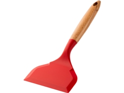 (rojo) Cuchara De Cocina De Silicona Y Madera De Aro Bajo, Espátula De Acero Antiadherente, Espátula Para Freír