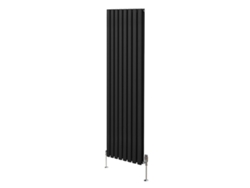 Radiador ovalado vertical de acero al carbono negro de 1800x480 mm con alto rendimiento térmico y conjunto de válvula termostática.