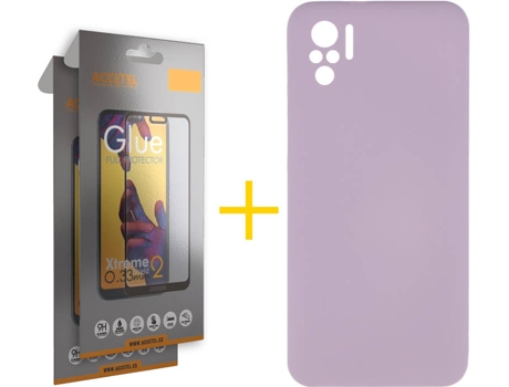 Kit Funda + 2 Protectores de Pantalla Xiaomi Redmi Note 10 4G / 10S ACCETEL Liso Morado