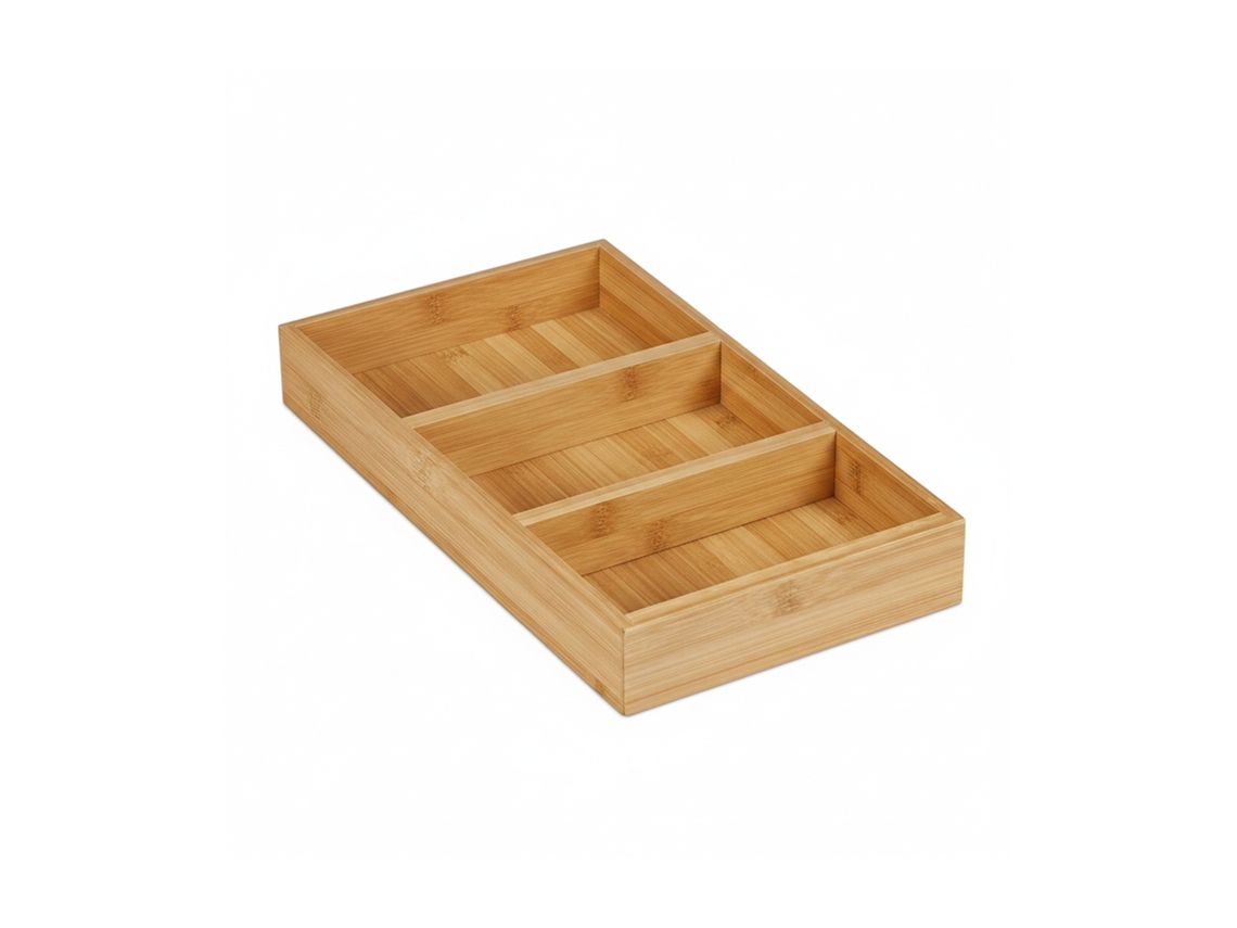 Relaxdays Suporte Para Especiarias Para Gaveta, 3 Níveis, Horizontal, Em Bambu, 5x20x37 Cm, Organizador, Natural