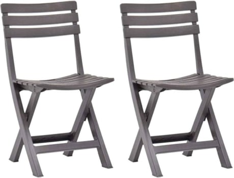 Conjunto 2 Silla de exterior VIDAXL Gris Plástico (44x41x78 cm)