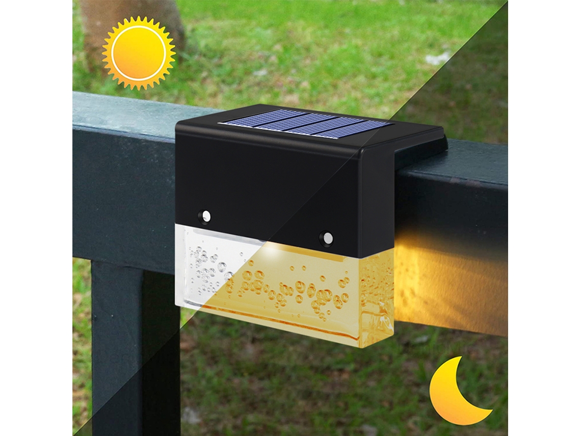 2026-2 Piezas Luz Solar Exterior Con Modo Blanco Cálido Y Rgb Para Escaleras Patio Jardín Decoración