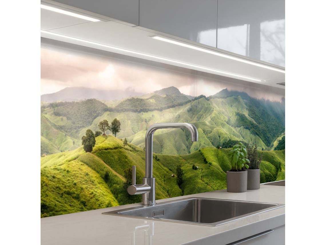 Paneles para salpicadero de cocina - Paisaje - Colinas - Verde 400x80 cm