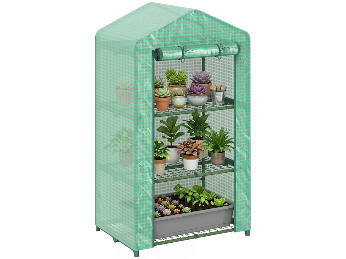 Estufa 3 Níveis 69x49x125cm Porta Enrolar Verde