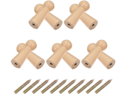 10 Ganchos Pared Madera Maciza Natural Toallas Unidades Instalación Rápida Duraderos Pasillo Ropa Baño
