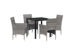 Conjunto De Comedor De Jardín 5 Uds | Mueble De Jardín Gris Ratán Sintético