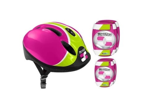 Kit Casco y Rodilleras Rosa Casco Rodilleras Coderas