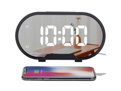 Reloj Despertador Iluminado, Pantalla Grande De 5,5 Pulgadas, Superficie Espejada.