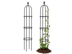 VPMKP - Outsunny conjunto de 2 obeliscos de jardín de acero 1,74 m, enrejados para plantas trepadoras, rosas, frutas y verduras, soportes decorativos exterior negro