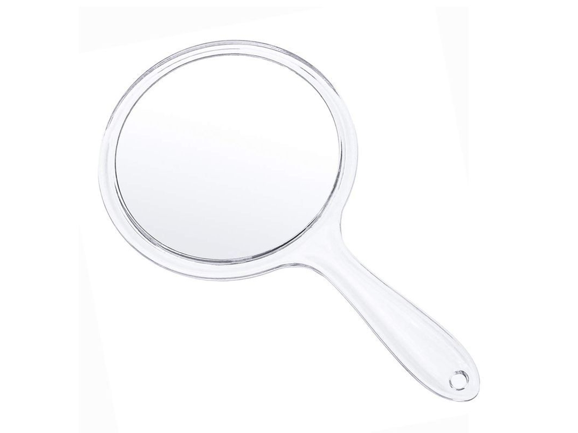 Espejo De Mano Viaje Acrílico Transparente Doble Cara 1x 3x Magnificación Maquillaje