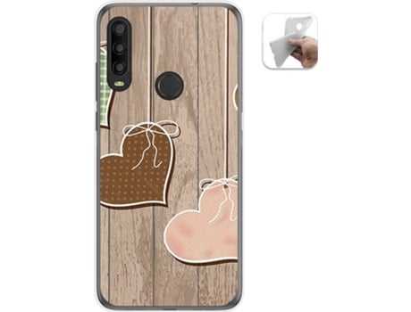 Carcasa Alcatel 1SE 2020 TUMUNDOSMARTPHONE Corazones Madera Multicolor