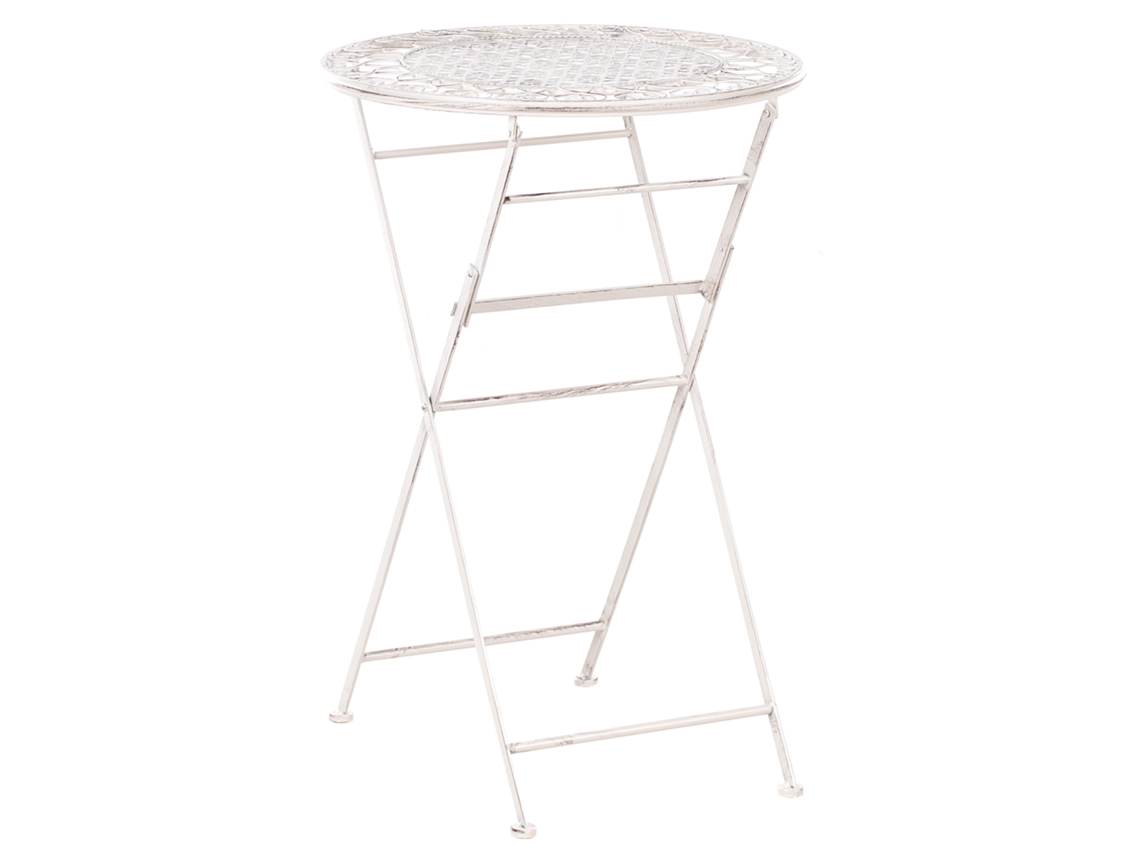 Mesa de bar de jardín Beliani Trieste de hierro beige, 60 x 60 x 90 cm