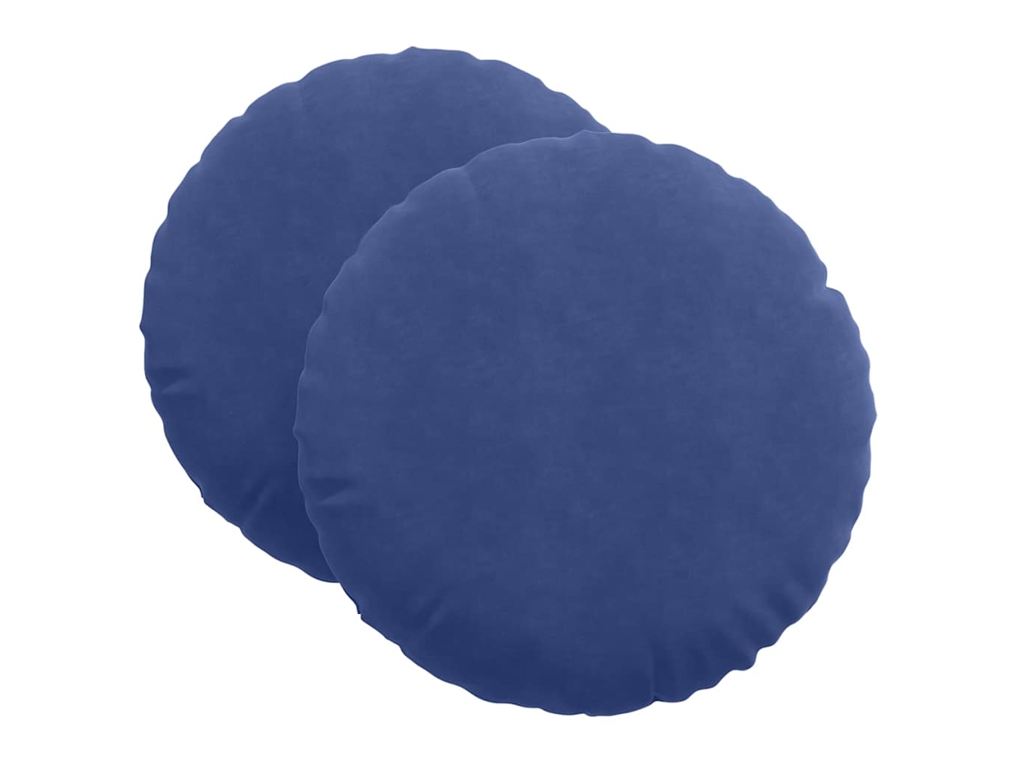 Cojines para asiento, 2 unidades, color azul policía, Ø 40 x 13 cm, terciopelo, HARLANV1