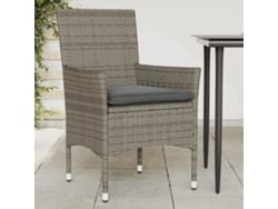Sillas de jardín con cojines, 2 unidades, mimbre sintético gris, Dkd Home Decor