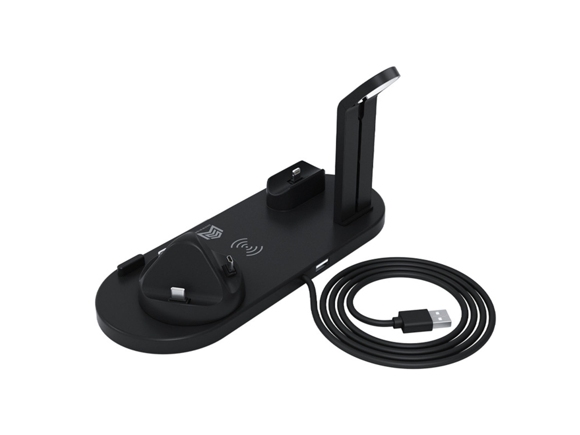 Soporte De Carga Inalámbrica 4 En 1 De Carga Rápida Para Iphone, Iwatch, Auriculares Ios, Color Negro