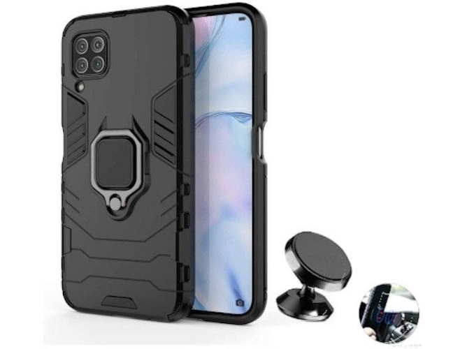 Kit Carcasa y Soporte Magnetico Huawei P40 Lite Defender Negro