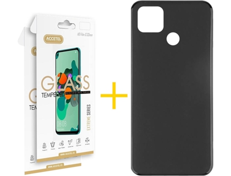 Kit Funda + 2 Protectores de Pantalla Xiaomi Redmi 9C ACCETEL Liso (Negro)
