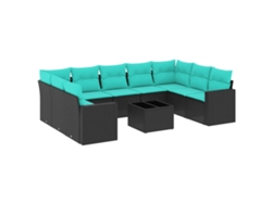 Maison Exclusive - Set De Sofás De Jardín 10pzas Con Cojines Ratán Sintético Negro