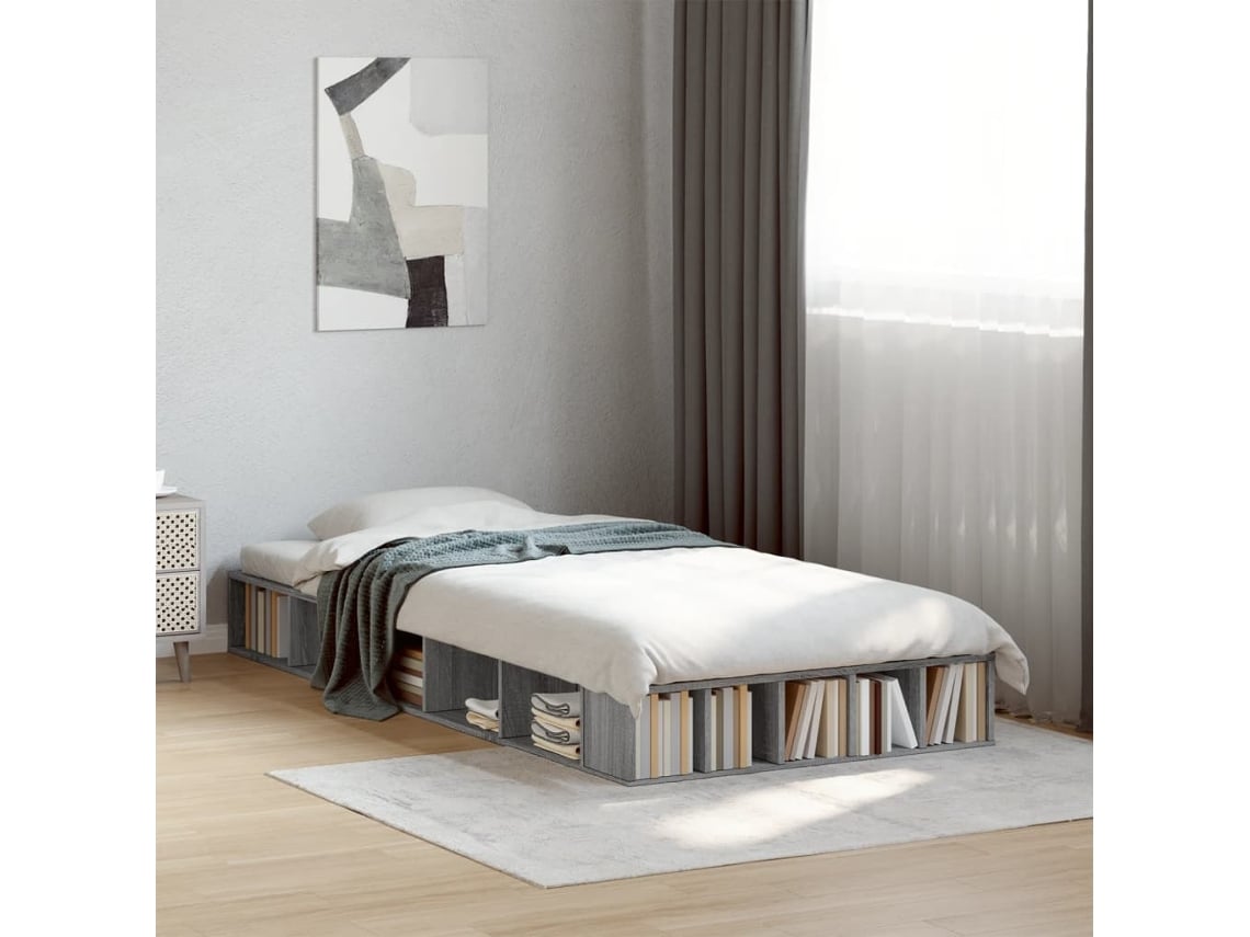 Estructura De Cama Madera De Ingeniería Gris Sonoma 90x200 Cm