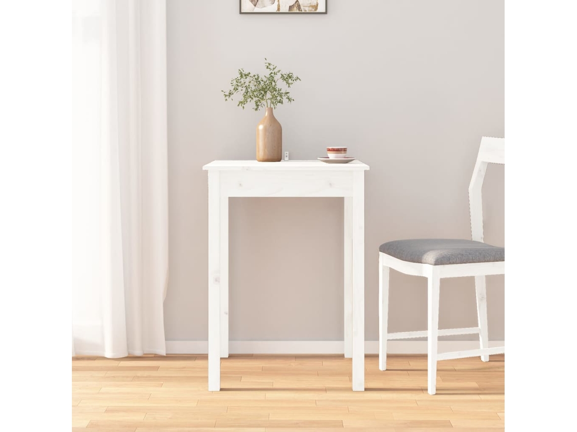 Mesa de comedor de madera maciza de pino blanco de 55 x 55 x 75 cm, DKD HOME DECOR