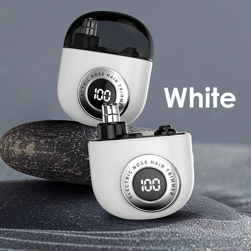 Recortador De Vello Nasal (blanco), Recargable Por Usb, Doble Hoja, Eléctrico, Portátil