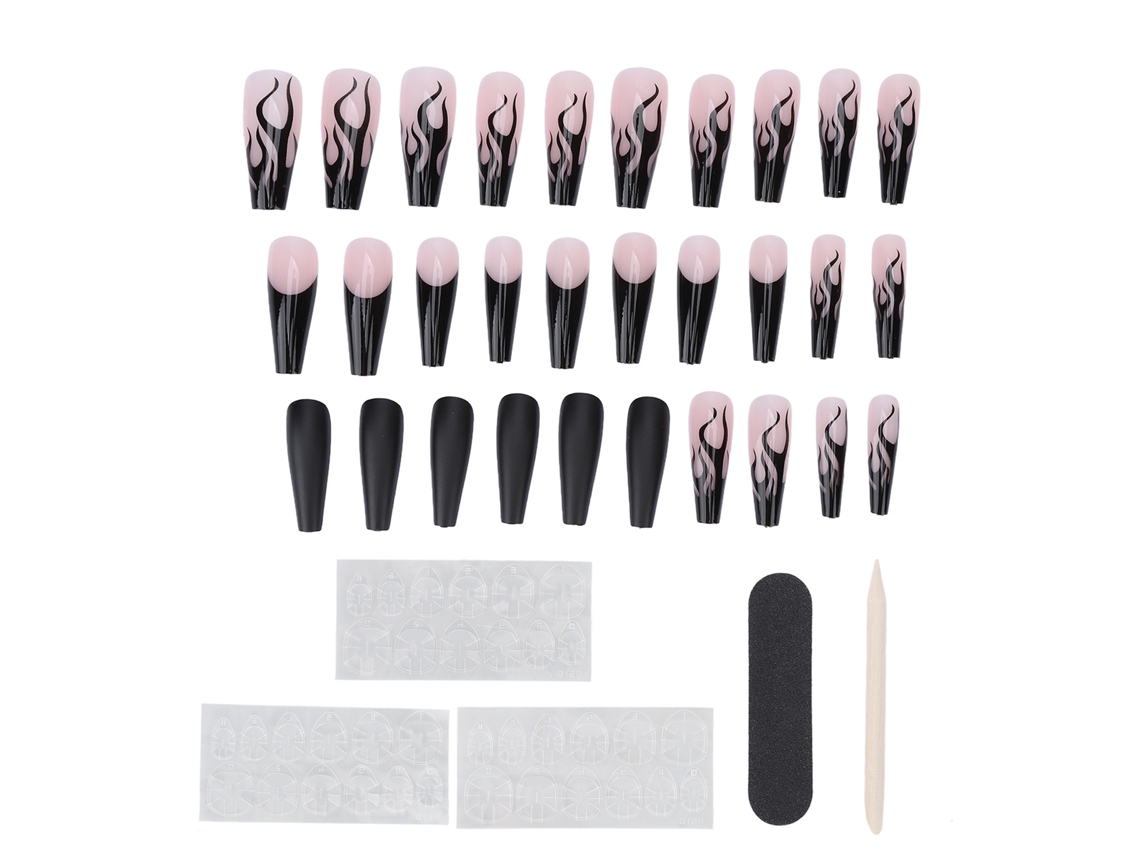 Kkml-Fake Nails Press On Forma Larga Bailarina Full Cover Para Mujer Niña Chica A