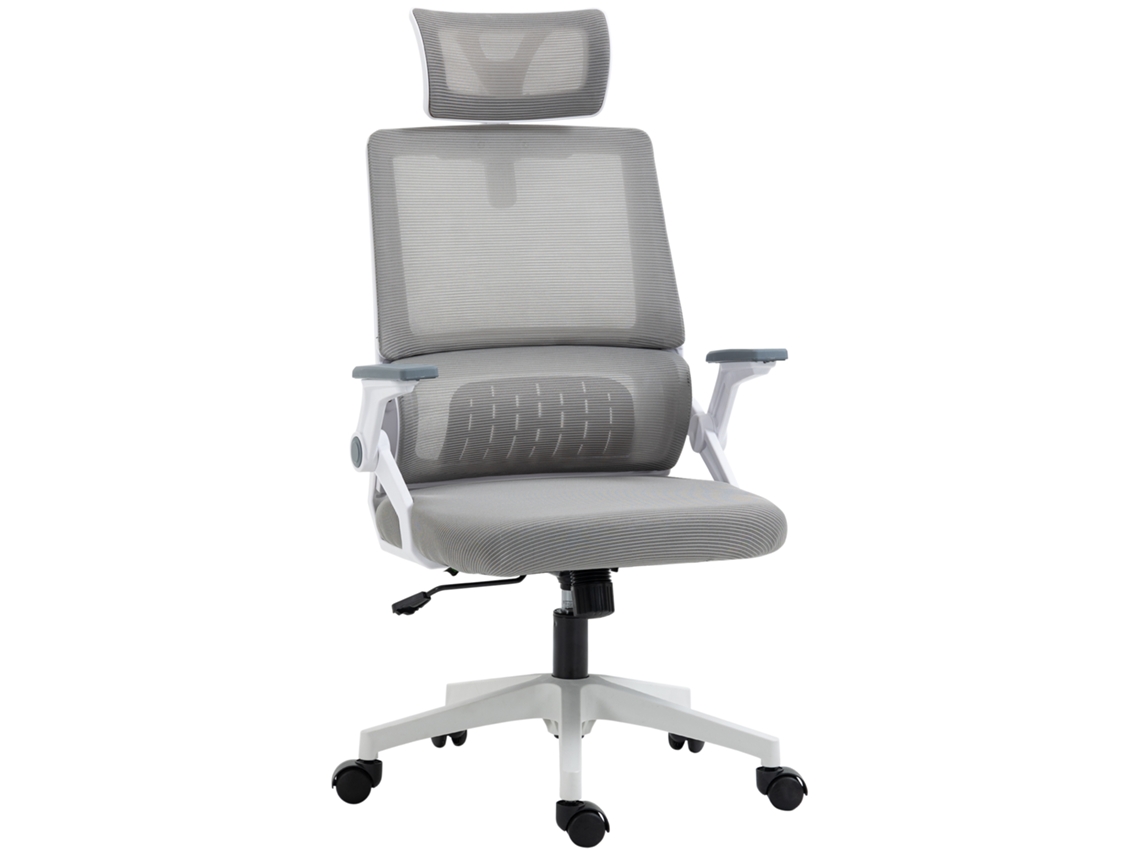 Silla De Oficina De Malla Con Reposacabezas, Gris.