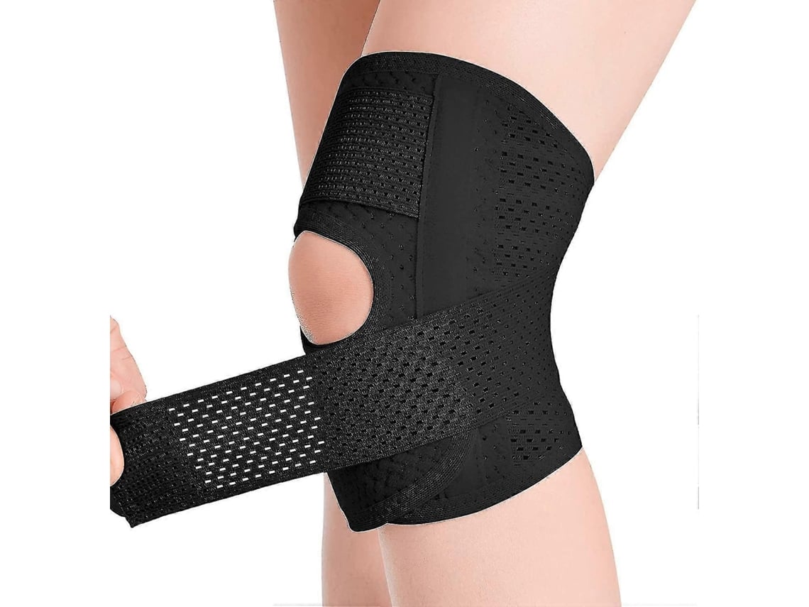 Rebe-rodillera Con Estabilizadores Laterales Alivia Dolor De Rodilla Por Rotura De Menisco Ligamentos Artritis Ajustable Transpirable M Derecha Negro