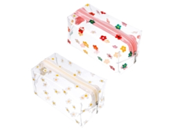 Nécessaire De Mujer Floral Gran Capacidad Maquillaje Cremallera Diseño Bonito Pvc Transparente (18x9x10cm/18x9x3.9polegadascxlxa)