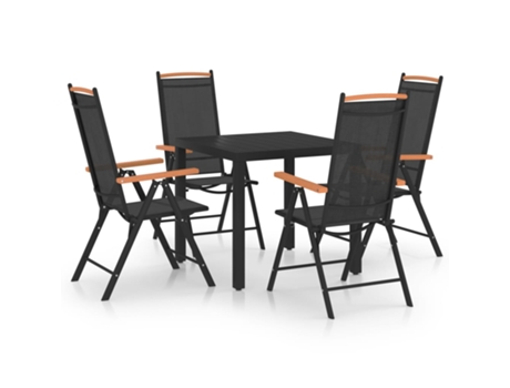Conjunto 5 de comedor de jardín VIDAXL aluminio negro