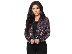 2026-chaqueta Bomber De Mujer Ajustada Con Lentejuelas, Manga Larga Y Cierre Zipper Uyk Xl