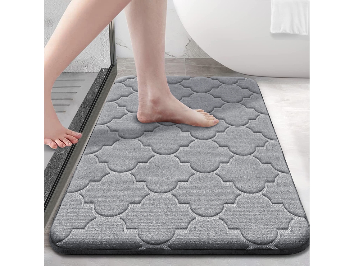 (gris Claro) Alfombra De Baño De Espuma Viscoelástica Ultra Suave, Antideslizante, Absorbente Y Lavable A Máquina.