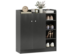 Zapatero Estrecho De 2 Puertas, De Color Negro, Con Capacidad Para 12 Pares.
