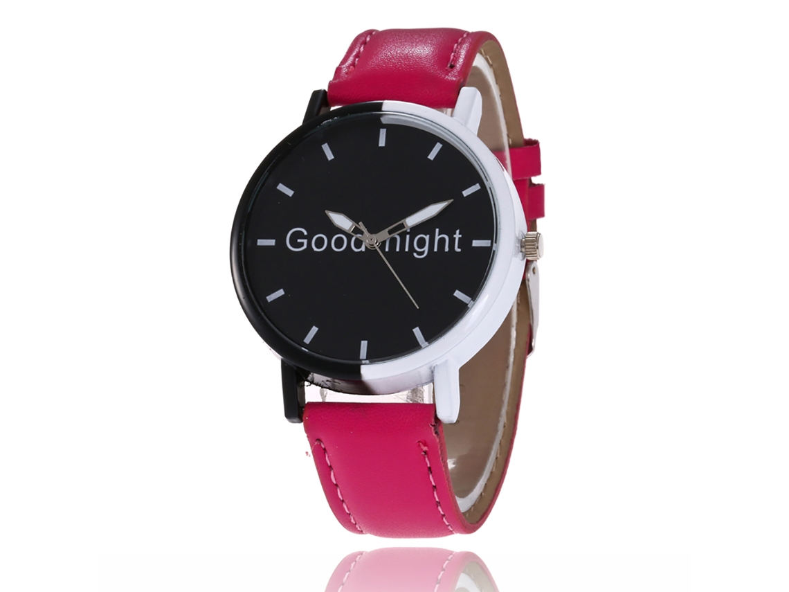 Reloj De Pulsera De Aleación De Cuarzo Con Dial Redondo Para Parejas Color Rosa Rojo