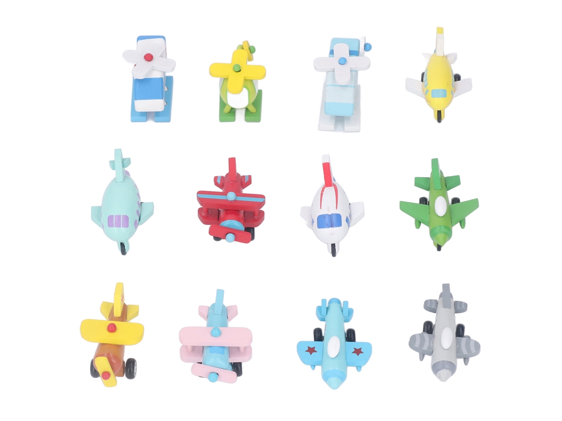 -12pcs Juguetes De Avión De Madera Puzzle Divertido Simulación Juguetes De Aviones Para Niños Bebés Regalos Innovadores